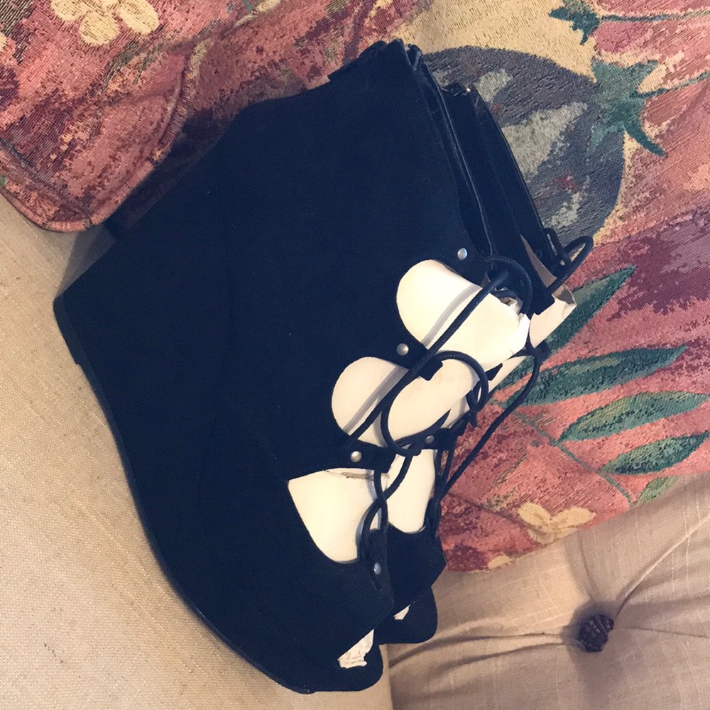Black wedged shoes (never used)